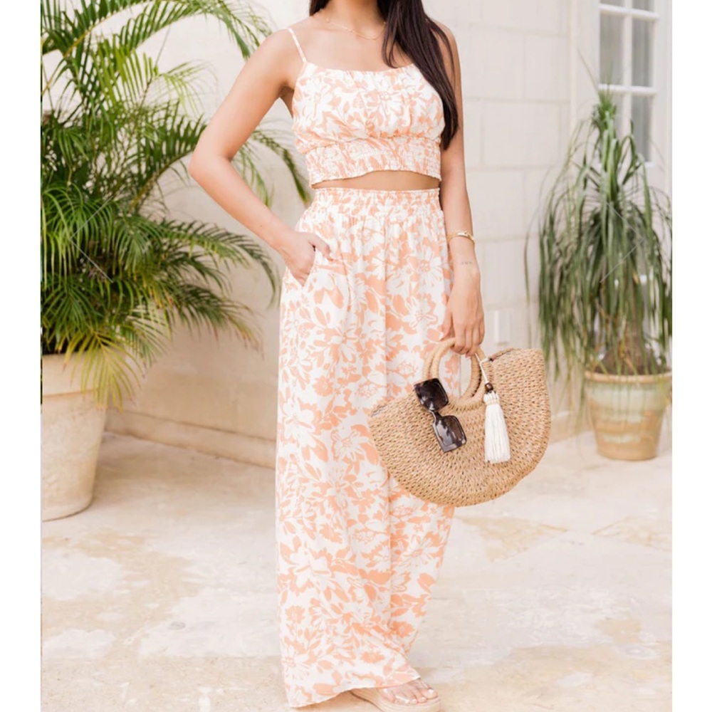 Peach Tank Top & Flowy Pants Set